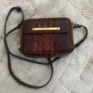 Brahmin Rich Brown Croc-Embossed Crossbody Bag